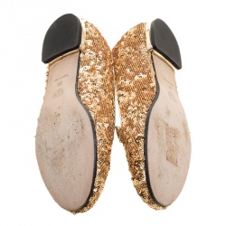 Chiara Ferragni Gold Sequins Flirting Smoking Slippers Size 35