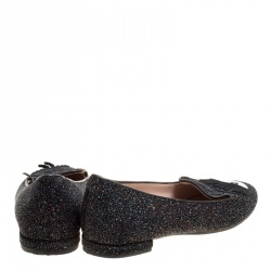 مملوكة مسبقًا Chiara Ferragni Black Glitter Flirting Wink Eye Ballet Flats Size 36