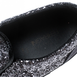 Chiara Ferragni Purple Glitters and Suede Blink Wink Slip On Sneakers Size 37
