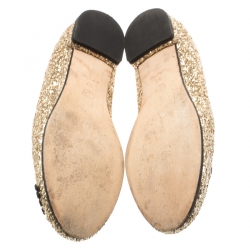 Chiara Ferragni Metallic Gold Coarse Glitter Flirting Smoking Slippers Size 37
