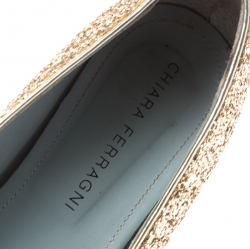 Chiara Ferragni Metallic Gold Coarse Glitter Flirting Smoking Slippers Size 37