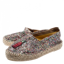 مملوكة مسبقًا Chiara Ferragni Metallic Multicolor Glitter Popcorn And Coke Espadrilles Size 39
