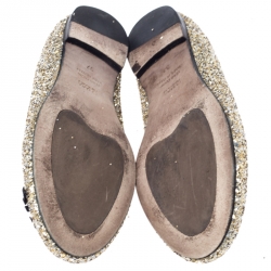 Chiara Ferragni Metallic Gold Coarse Glitter Flirting Smoking Slippers Size 37