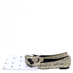Chiara Ferragni Metallic Gold Coarse Glitter Flirting Smoking Slippers Size 37