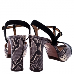 Chie Mihara Two Tone Python Embossed Leather And T Strap Platform Sandals Size 39