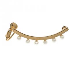 Pre Owned Chloe Pearl Darcy Faux Pearl Gold Tone Single Ear Cuff