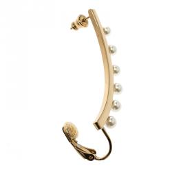 Pre Owned Chloe Pearl Darcy Faux Pearl Gold Tone Single Ear Cuff