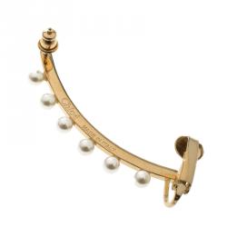 Pre Owned Chloe Pearl Darcy Faux Pearl Gold Tone Single Ear Cuff