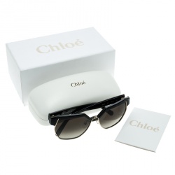 Chloe Black/Black Gradient CE665S Dafne Geometric Metal Mix Sunglasses