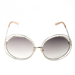 Pre Owned Chloe Gold/Brown Gradient CE114S Carlina Oversized Round Sunglasses