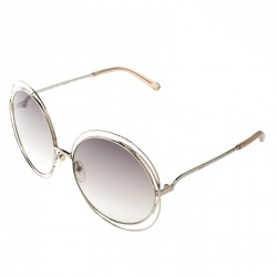 Pre Owned Chloe Gold/Brown Gradient CE114S Carlina Oversized Round Sunglasses