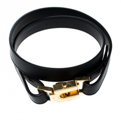 Chloe Black Leather Skinny Snap Buckle Belt S