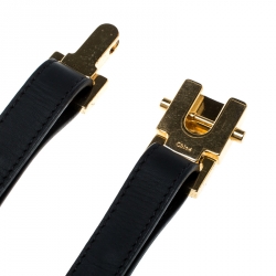 Chloe Black Leather Skinny Snap Buckle Belt S