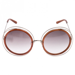 Chloe Brown Gradient CE120S Carlina Oversized Round Sunglasses