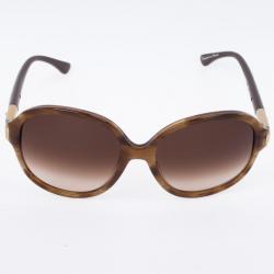مملوكة مسبقًا Chloe Brown Horn Acrylic Round Oversize Sunglasses