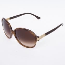 مملوكة مسبقًا Chloe Brown Horn Acrylic Round Oversize Sunglasses