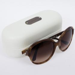 مملوكة مسبقًا Chloe Brown Horn Acrylic Round Oversize Sunglasses