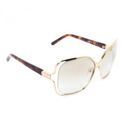 Pre Owned Chloe Gold Havana CE108S Square Women's Sunglasses