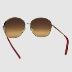Pre Owned Chloé Gold Red CE104S Round Womens Sunglasses