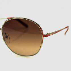 Pre Owned Chloé Gold Red CE104S Round Womens Sunglasses