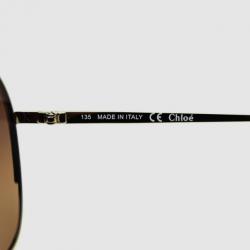 Pre Owned Chloé Gold Red CE104S Round Womens Sunglasses