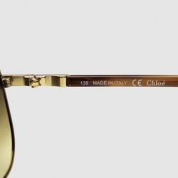مملوكة مسبقًا Chloé Gold and Brown CE102S Aviator Sunglasses