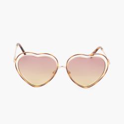 مملوكة مسبقًا Chloe Gold Full Rim Heart Silver Sunglasses