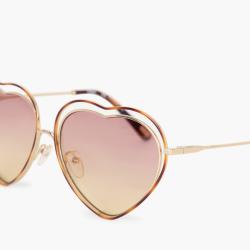 مملوكة مسبقًا Chloe Gold Full Rim Heart Silver Sunglasses