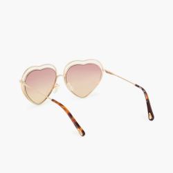 مملوكة مسبقًا Chloe Gold Full Rim Heart Silver Sunglasses