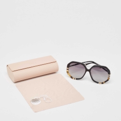 Chloe Black Gradient Tortoise Frame Geometric Sunglasses