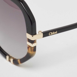 Chloe Black Gradient Tortoise Frame Geometric Sunglasses