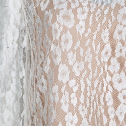 Pre Owned Chloe White Contrast Lined Long Sleeve Floral Lace Top L