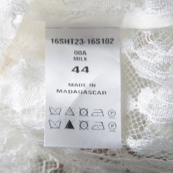 Pre Owned Chloe White Contrast Lined Long Sleeve Floral Lace Top L