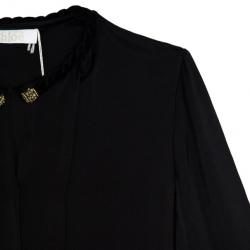 Pre Owned Chloe Velvet Embellished Collar Silk Shirt S