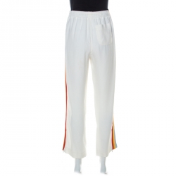 Chloe White Crepe Side Stripe Detail Drawstring Detail Trousers S