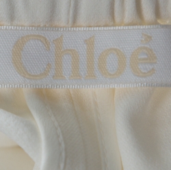 Chloe White Crepe Side Stripe Detail Drawstring Detail Trousers S