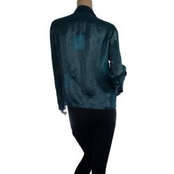 مملوكة مسبقًا Chloe Silk Shimmery Blue Button Up Shirt M