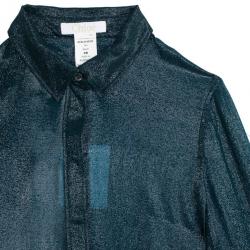 مملوكة مسبقًا Chloe Silk Shimmery Blue Button Up Shirt M