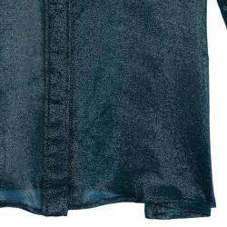 مملوكة مسبقًا Chloe Silk Shimmery Blue Button Up Shirt M