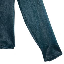 مملوكة مسبقًا Chloe Silk Shimmery Blue Button Up Shirt M