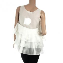 مملوكة مسبقًا Chloe Beige Ruffle Silk Organza Top M