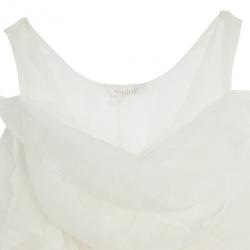 مملوكة مسبقًا Chloe Beige Ruffle Silk Organza Top M