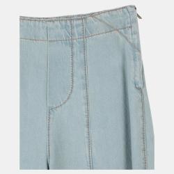 Chloe Light Blue Denim Fringed Flared Trousers XS (FR 34)