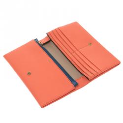 Pre Owned Chloe Orange Leather Long Fold Over Flap Wallet