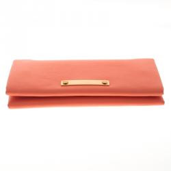 Pre Owned Chloe Orange Leather Long Fold Over Flap Wallet