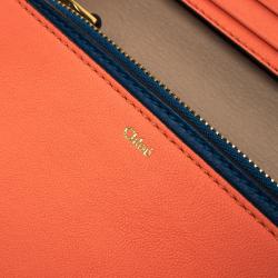Pre Owned Chloe Orange Leather Long Fold Over Flap Wallet