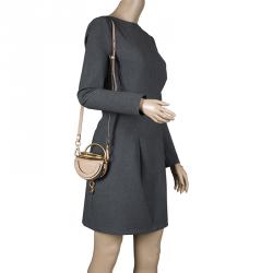 Pre Owned Chloe Beige Leather Mini Nile Minaudière Crossbody Bag