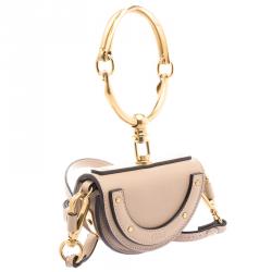 Pre Owned Chloe Beige Leather Mini Nile Minaudière Crossbody Bag