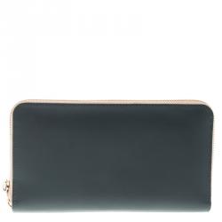 Chloe Stone Blue Leather Baylee Zip Around Wallet