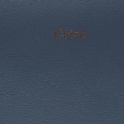 Chloe Stone Blue Leather Baylee Zip Around Wallet